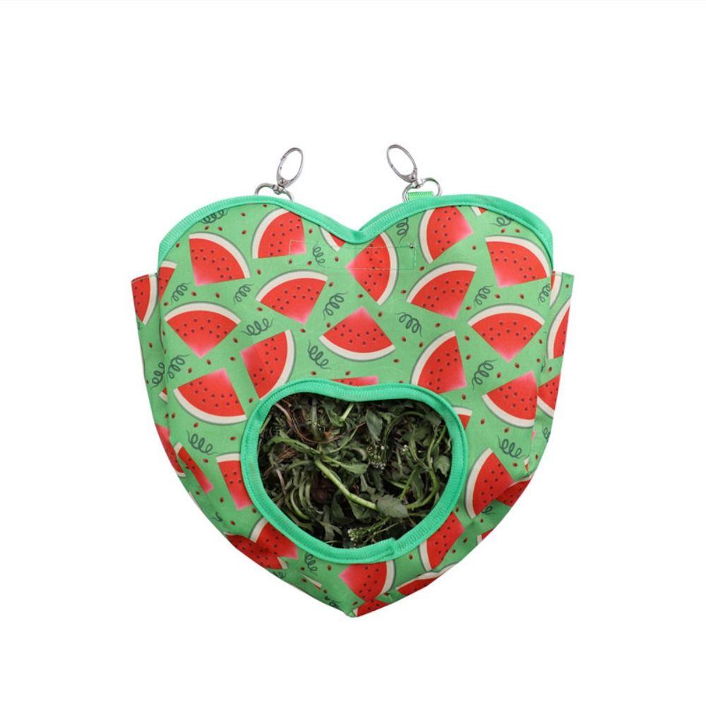 Hanging Heart-Shape Hay Bag Cute Feeding Dispenser Container Rabbit Feeding Bag  Hamster