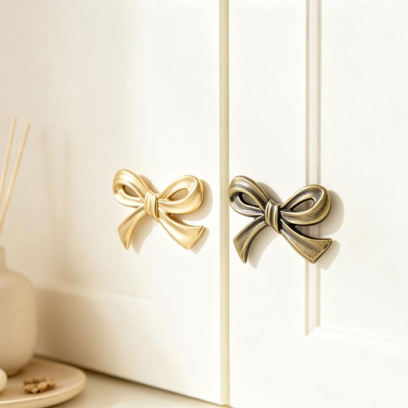 Drawer Cabinet Pull Metal Ribbon Furniture Handle for Bedside Table Dresser and Decorative Home Detail Accent Use