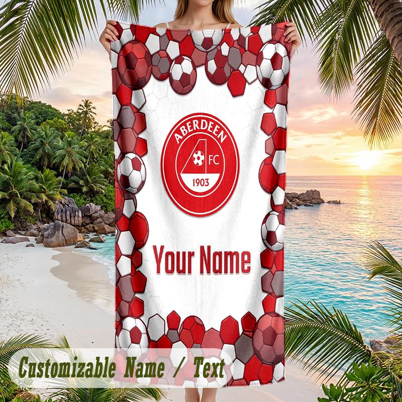 Beach Towel Aberdeen FC Print Custom Name Text Soft Towel for Swimming Pool