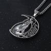 Stainless Steel Howling Wolf Moon Necklace - Viking & Slavic Animal Pendant with Adjustable Chain for Couple Jewelry Gifts