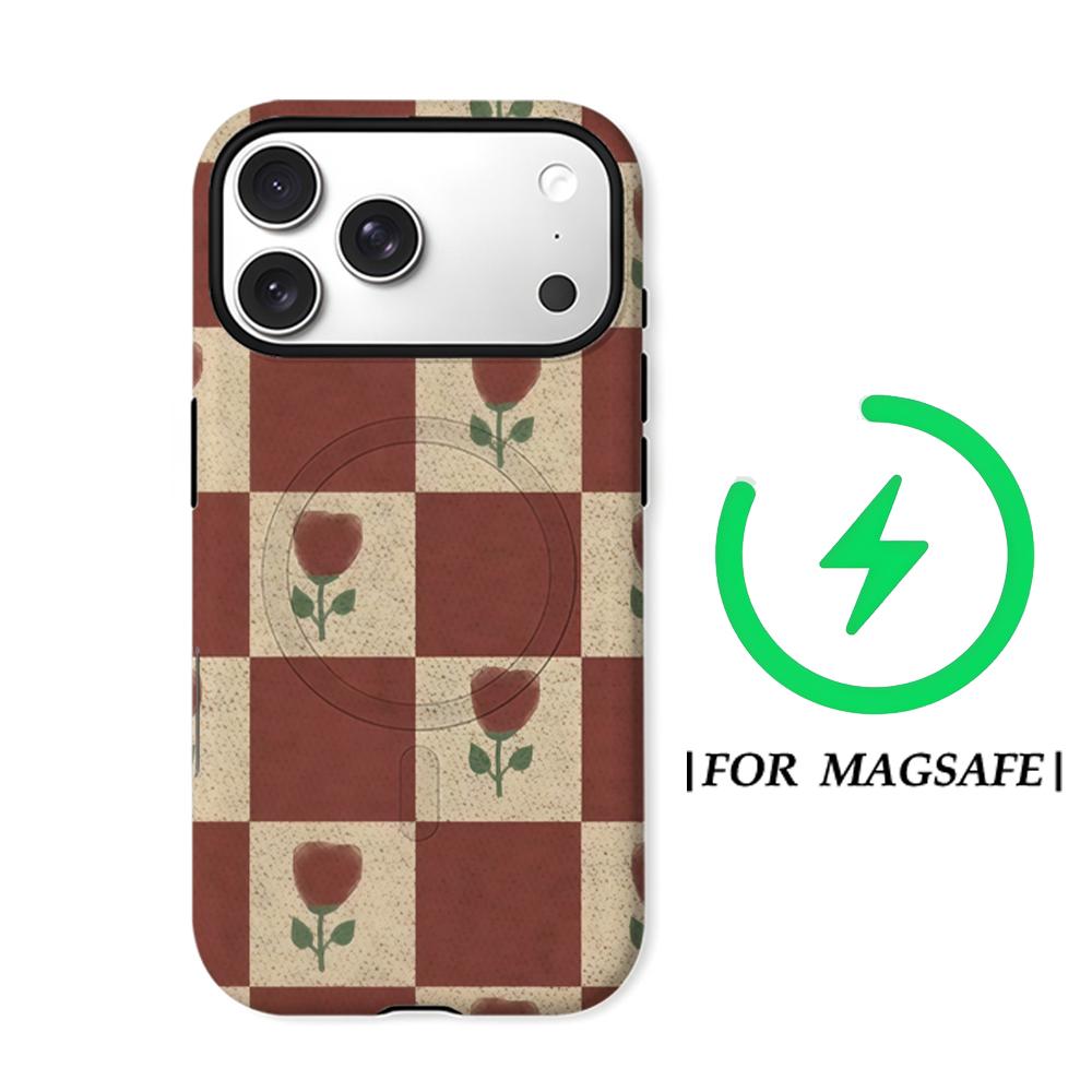 Burgundy RoseFor Magnetic Phone Case for IPhone 17 16 15 14 13 Pro Max Plus Single Double-layer Tough Case