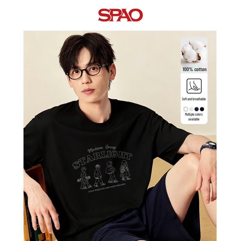 SPAO Men s Casual Breathable Cotton Short Sleeve T-Shirt 2XL