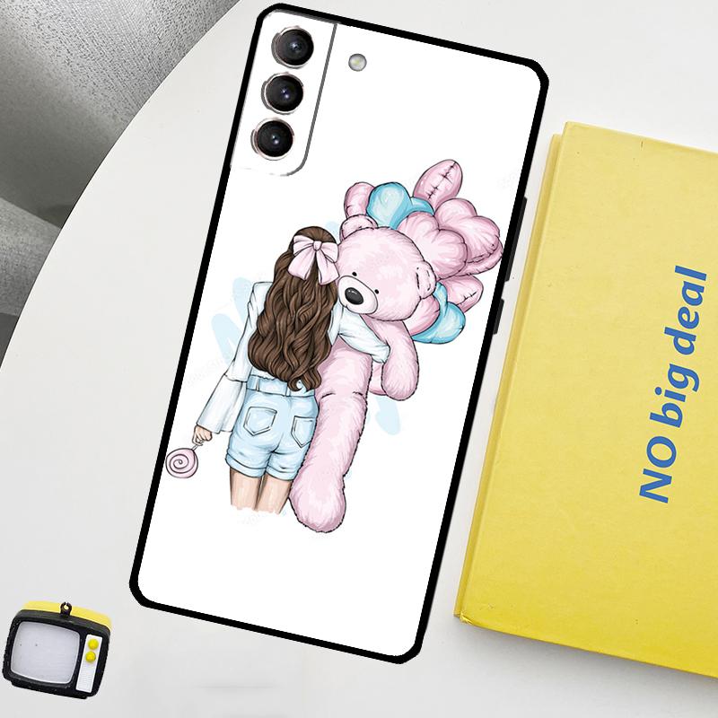 Familie Mama Mädchen Frauen Hülle Für Samsung Galaxy S23 FE S22 Ultra S20 S21 FE S8 S9 S10 Plus Note 10 20 Ultra Abdeckung