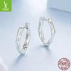 Simple S925 Sterling Silver Geometric Ear Buckle Women'S Fashion Whole Body Silver Texture Earrings Earrings Cross-Border