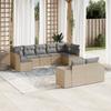 Vidaxl 9-Cz. Juego de Muebles de Jardín con Cojines, Beige, Ratán Sintético