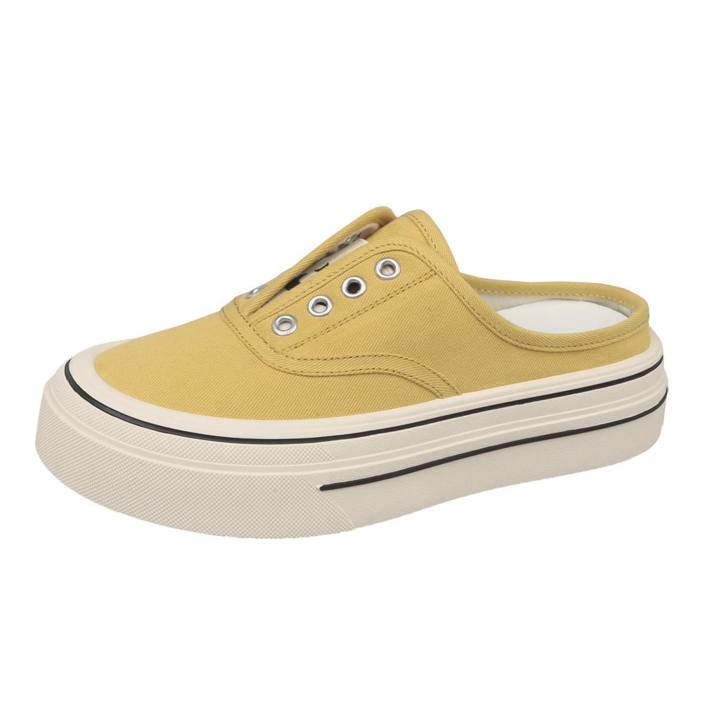 One-pedal canvas shoes women's baotou half drag 2025 summer new non-slip soft sole heightening casual versatile board shoes tide