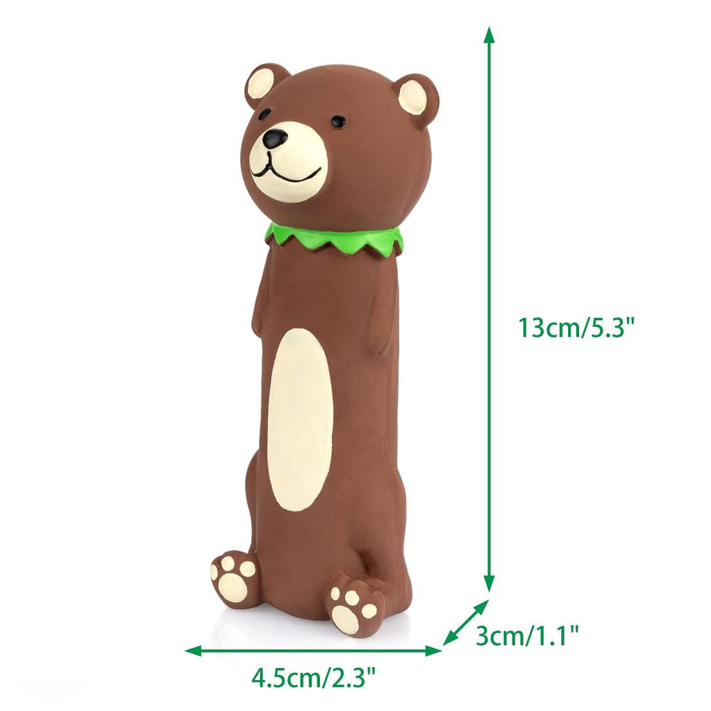 Chiwava Squeaky Latex Dog Funny Brown Bear Pet Interactive Play for Small and Medium Dogs 4-Piece Toys, Set,