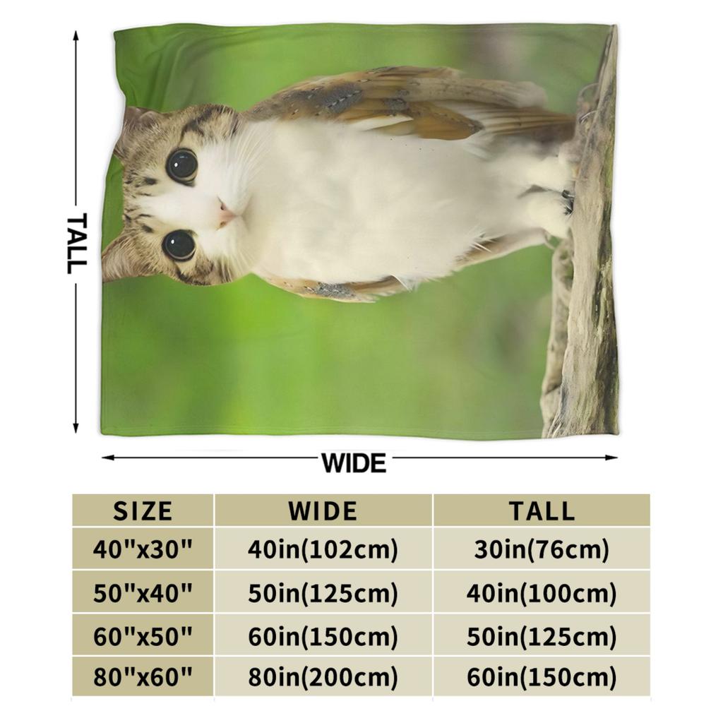 Meowl Cat Owl Meme Blanket Cozy Soft Throw Blankets for Bed 50x60 Inch Multi-size Quilt