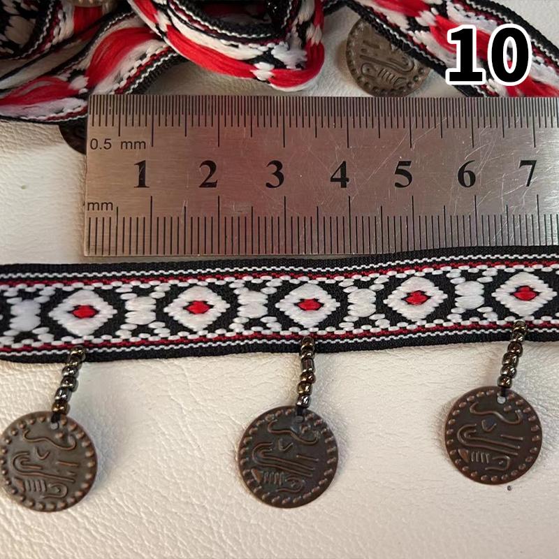 Woven Jacquard Ribbon Lace Tassel Fringe Geometric Figure Pattern for Clothing Straps Accessory Cloth Supplies Diy Sewing 1Yard