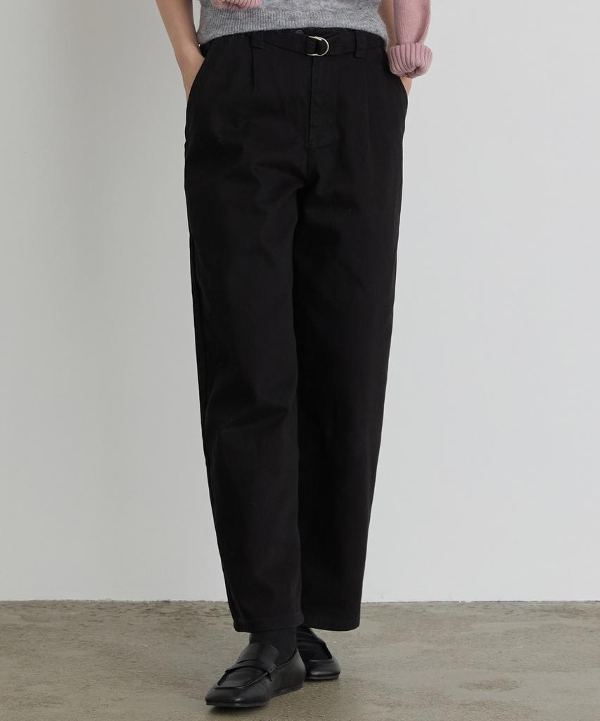 TMAKER Belted Washed Cotton Pants Bk