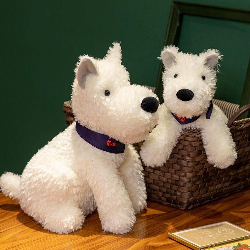 Popular New Cute West Highland Puppy Doll White Terrier Dog Doll Repair Dog Plush Toy Paw Machine Doll