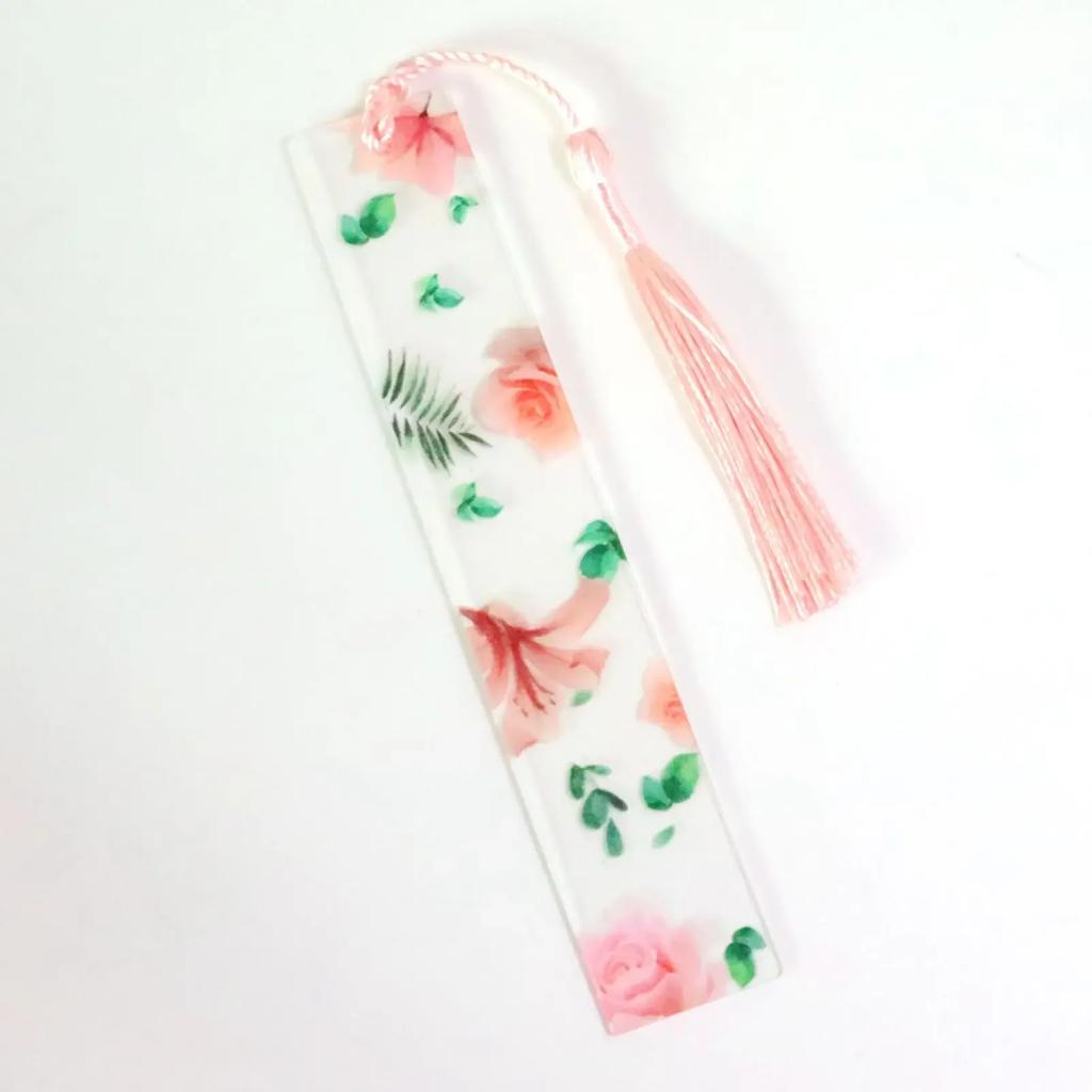 Blumenlesezeichen Transparenz Lila Harz Seitenmarkierer Lesezeichen für Frauen Transparent Weihnachtsgeschenk für Lehrer Schülerbedarf