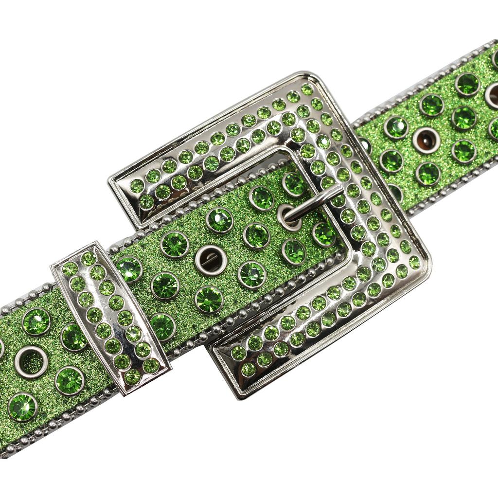 Square Buckle Design Rhinestone Full Diamond Punk Style Sexy Japanese Belt Jewelry Street Shiny Belt