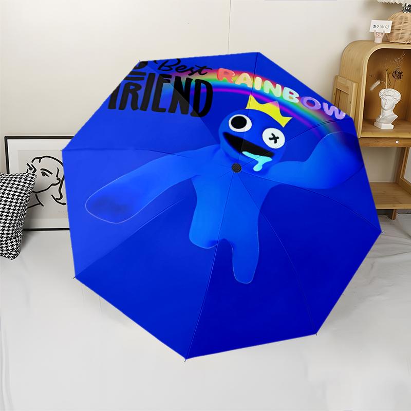 Rainbow Friends3 Print Automatic Umbrella, 8 Rib Iron Frame, Plastic Handle, Suitable for Outdoor Travel &Daily , Ideal Gift