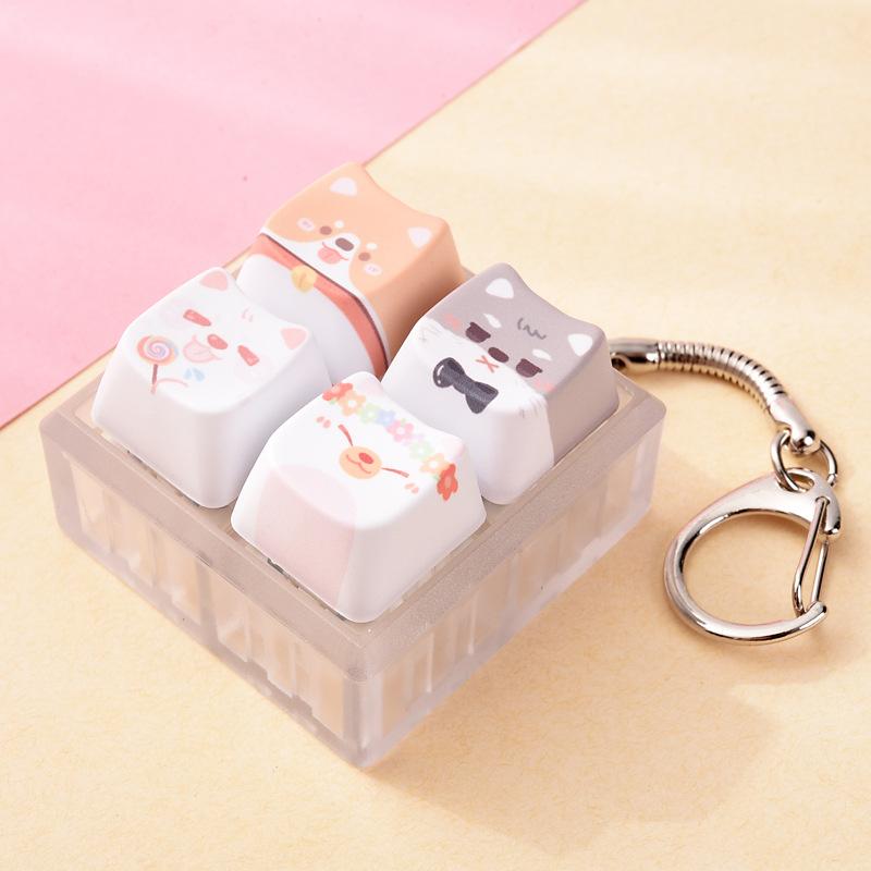 Cute Dog Squeeze Keychain Creative Stress Relief Fidget Pendant Mini Sensory Toy for Handbags Kids Party Gifts