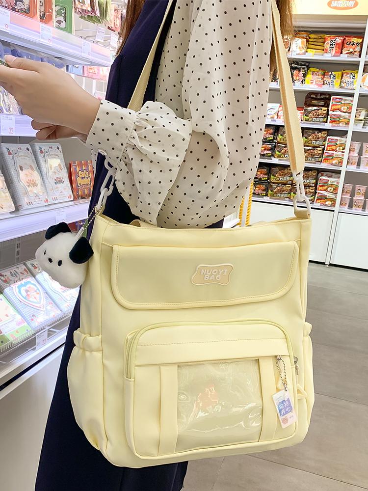 Ins Girl College Style Canvas Messenger Bag Small Fresh Large Capacity Female Student Class Commuting Shoulder Bag 2440₽