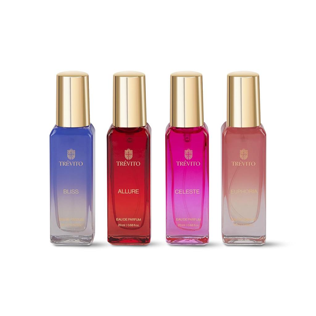 Parfüm-Geschenkset für Damen | 4 x 20 ml | Blumige, fruchtige und warm-süße Düfte | Premium-Duftset für den täglichen Gebrauch, das Büro, Partys und zum Verschenken |