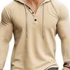 Men S Casual Sports Fitness Hooded Button Long Sleeve T Shirt