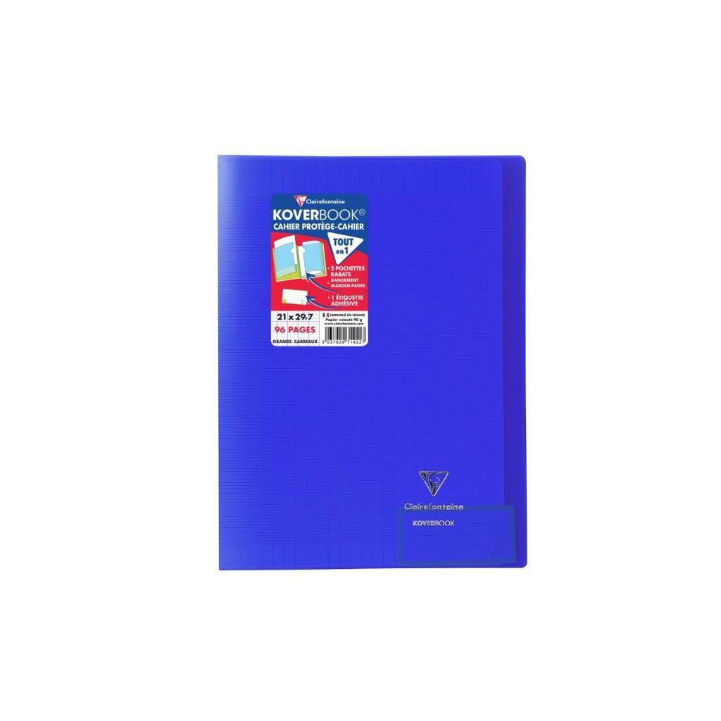 Clairefontaine 981622C Koverbook Notebook 96 Pages 24 x 32 cm 90 g Small Squares with Margin Polypropylene Cover Transparent Navy Blue