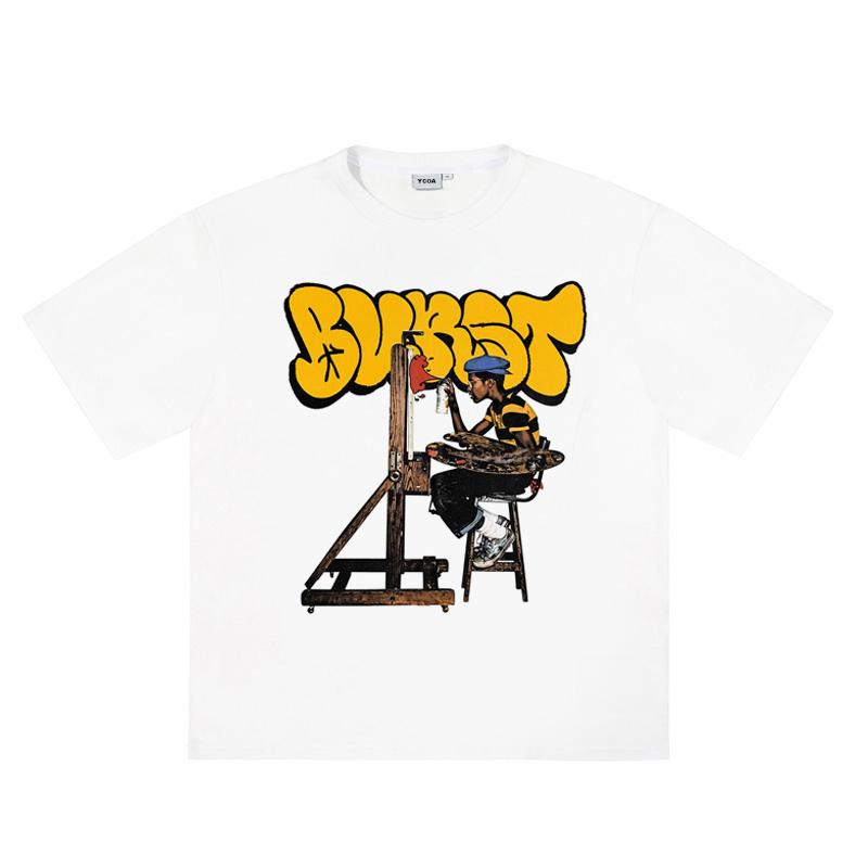 Mens TShirt 100 Cotton Summer Graphic Oversized High Quality Short Sleeve Tops Tees Korean Fashion Y2k Streetwear Clothing