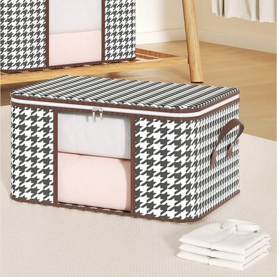 Visible Large Capacity Storage Box Portable Household Clothes Organizer With Handles Foldable Dustproof Quilt Zipper Container