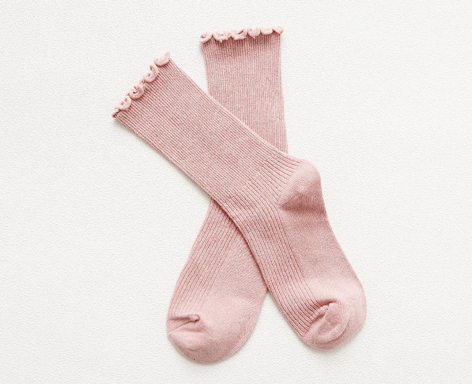 Șosete Dama Stil Japonez Culoare Solidă Până la Mijlocul Gambei Bumbac Striat