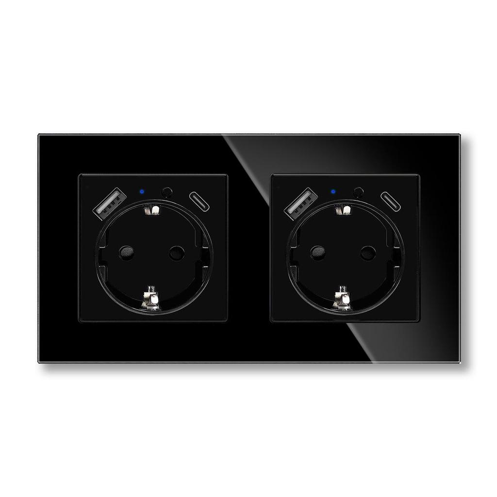 Model 153 Smart WiFi Wall Socket with Tempered Glass Panel - Alice Voice App Compatible