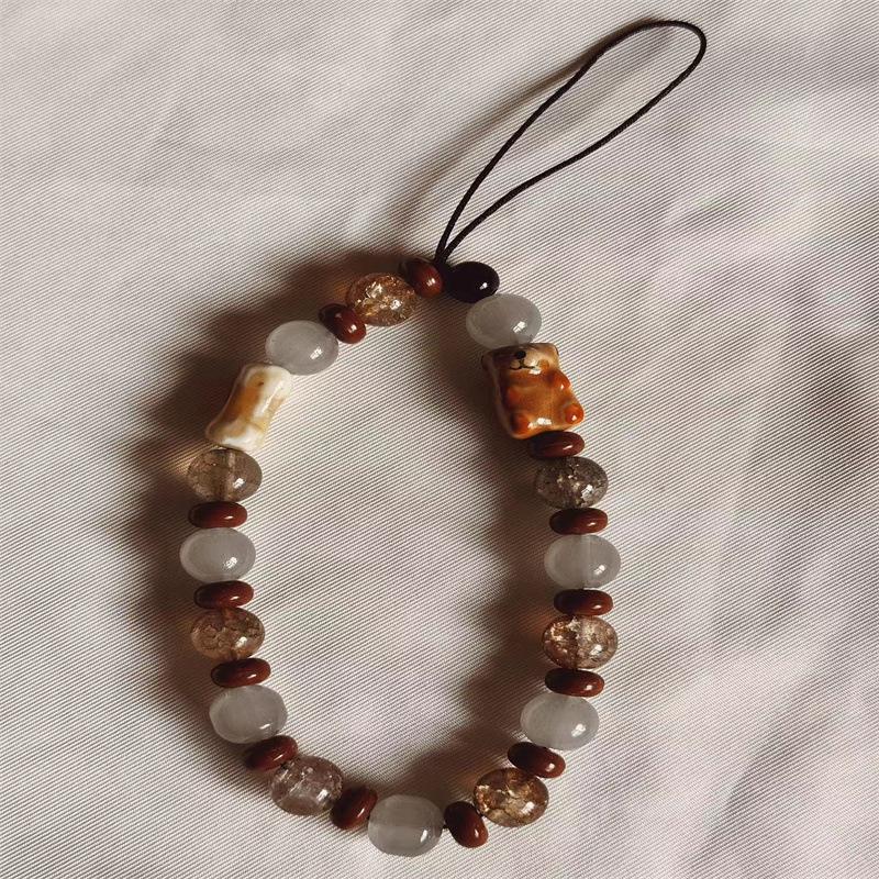 Ins Style Cute Ceramic Puppy Phone Case Chain DIY Beaded Chain Pendant CCD Camera Hanging Chain Wrist Strap