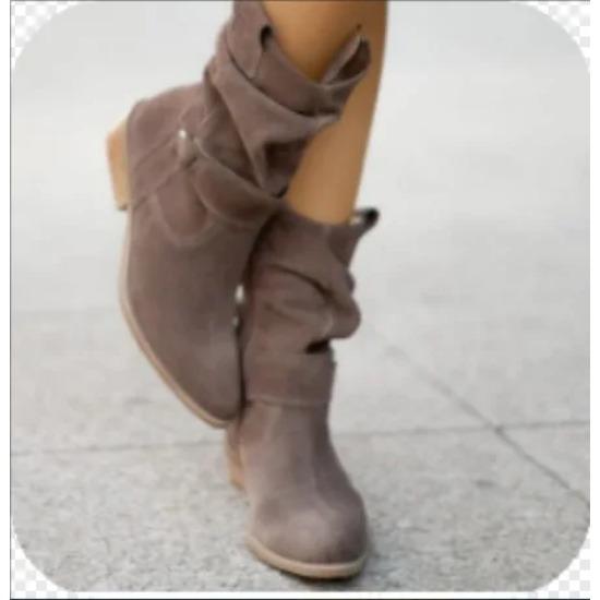 Winter New Women Boots Large Low Heel 40 43 Suede Ankle Boots Brown Long Boots Comfortable Casual