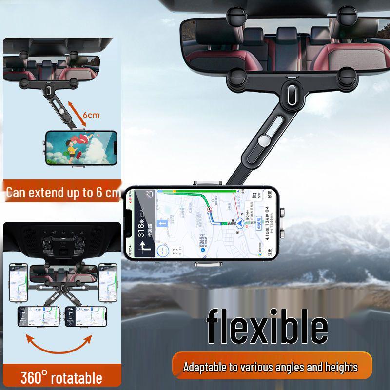 Multifunctional Car Rearview Mirror Phone Holder & Navigation Bracket 2025 - Truck Interior Support.