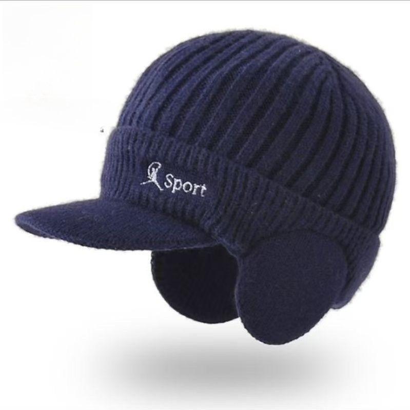 Unisex Beanie with Brim for Adults, Windproof Thermal Knit Cap for Winter, For Men and Women cap Korean Style Beanie for Cycling and Outdoor