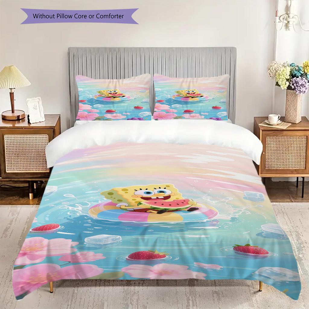 Spongebob Squarepants Day Life Bedding 1 Duvet Cover 2 Pillowcase Without Core Bedding Set Christmas Birthday Gift Duvet Cover And Pillowcase