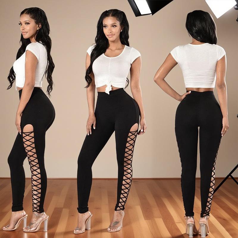 Meiluoshi Snøring Kryss-Side Leggings - Ny Europeisk & Amerikansk Stil for Vår/Høst, Perfekte Dame-Utfluktsbukser.