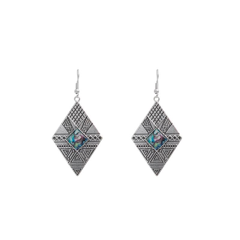 Personalized Geometric Quadrilateral Ear Hook Female, Retro Exaggerated Rhombus Metal Earrings, High-End Earrings.