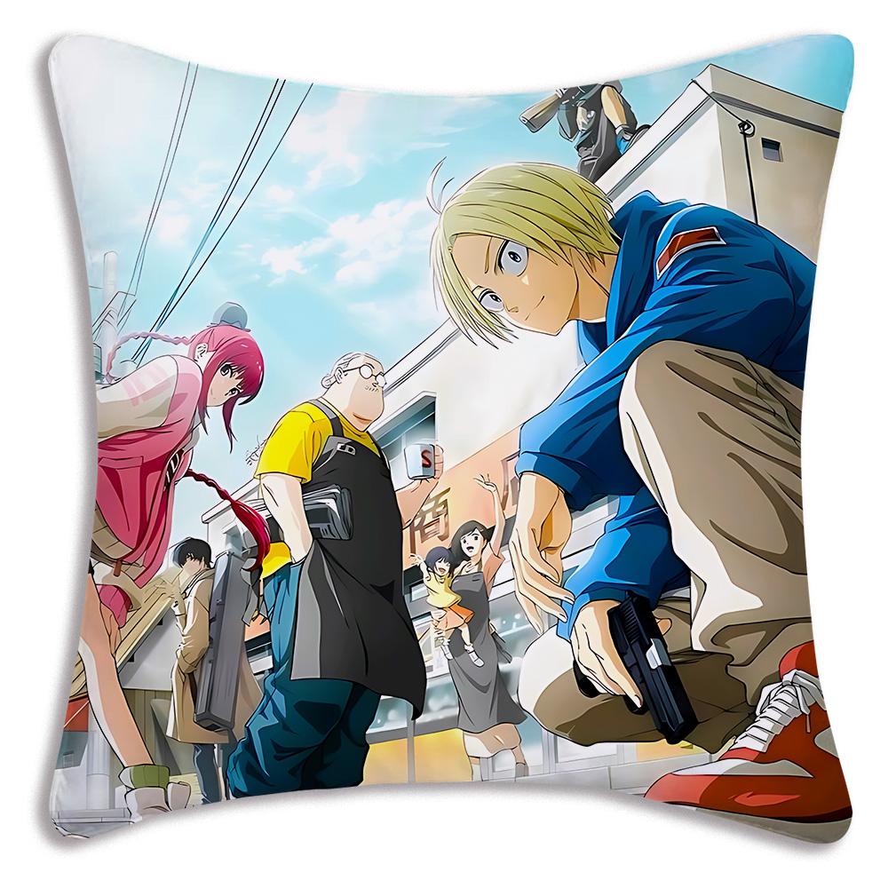 Anime Sakamotos Days Pillow Covers Cartoon Sofa Decorative Home Double-sided Printing Short Plush Cute Cushion Cover