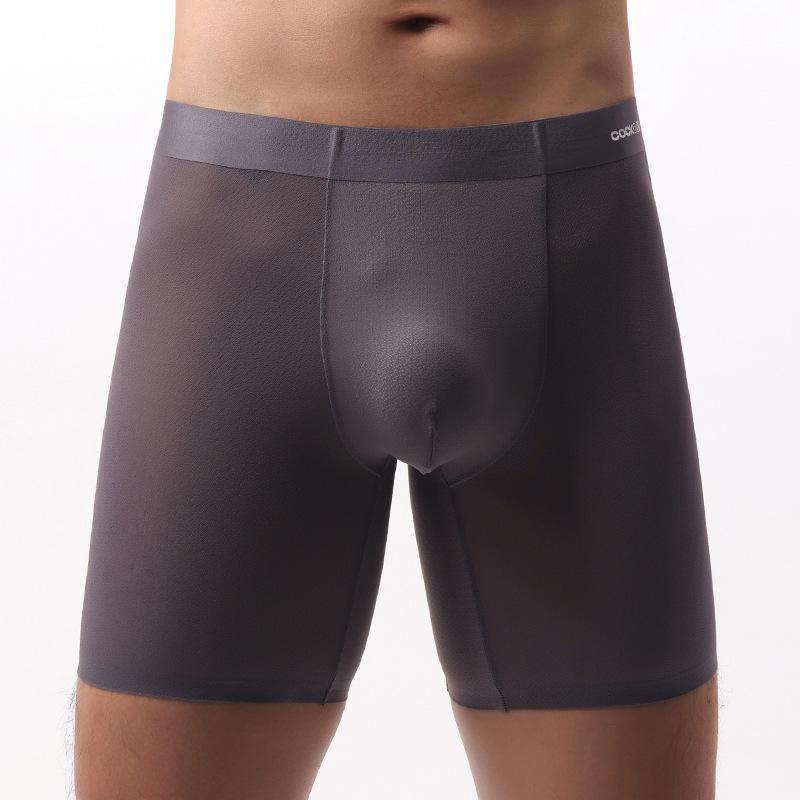 Eis Seide Herren Anti-Scheuer Nahtlose Boxershorts - Atmungsaktiv, Antibakteriell, Verlängerte Länge für Laufen und Fitness