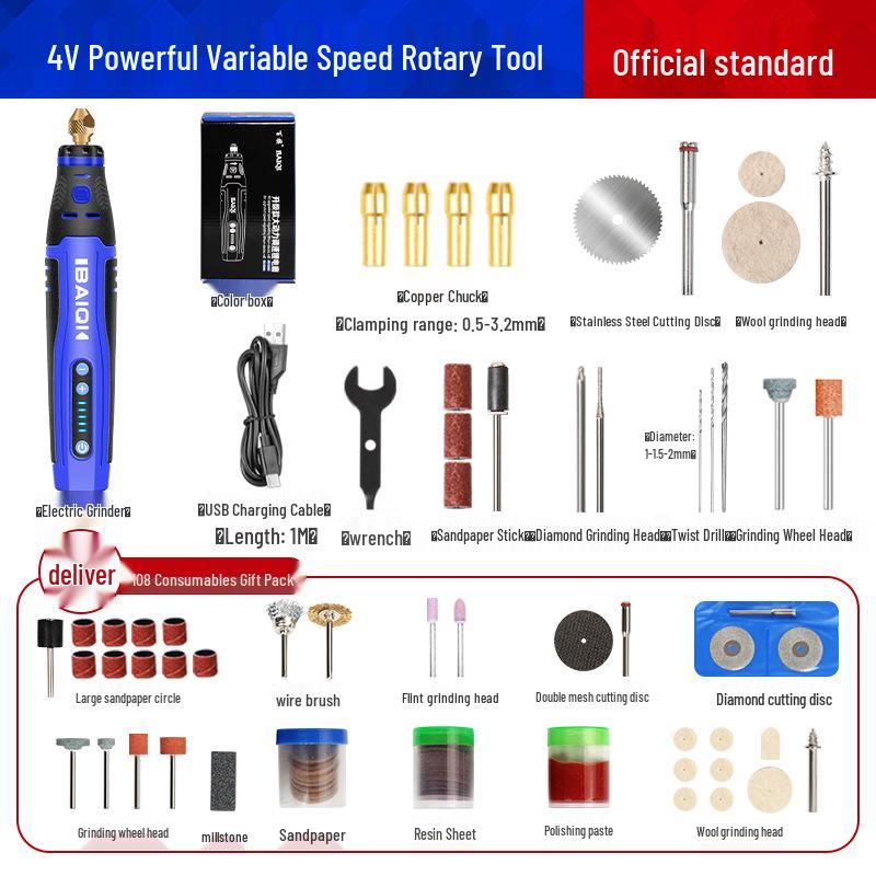 Rechargeable Electric Grinder: Lithium Battery, 5-Speed, Multi-Tool for Engraving, Polishing, Drilling, Wood & Root Carving.