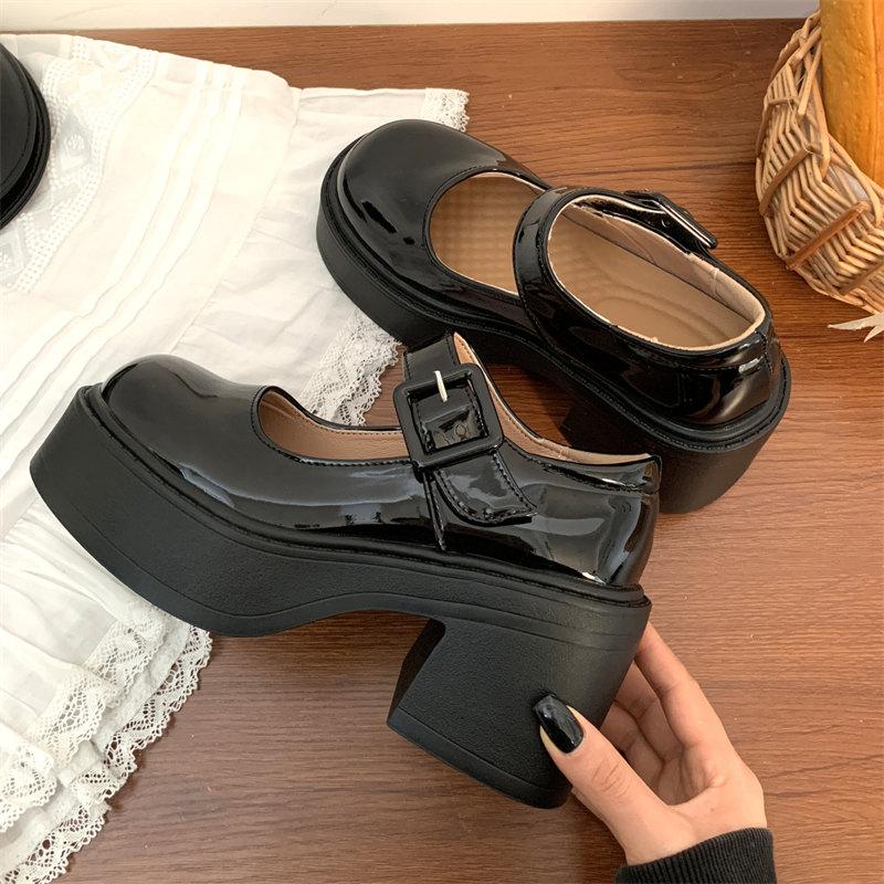 Fashion Beige Lolita Shoes Ladies Sweet Academy Style Mary Jane Shoes JK uniform shoes Female Round Toe Med Thick Heels Single Shoes