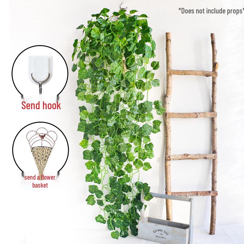 Pothos Wall Hanging Decoration: Trailing Artificial Vines & Spider Plant Basket for Indoor Use