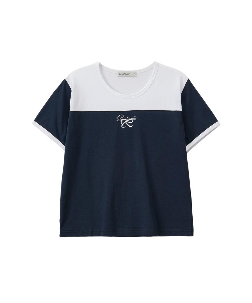 PANDORAFIT Two-Tone Logo T-Shirts (Navy)
