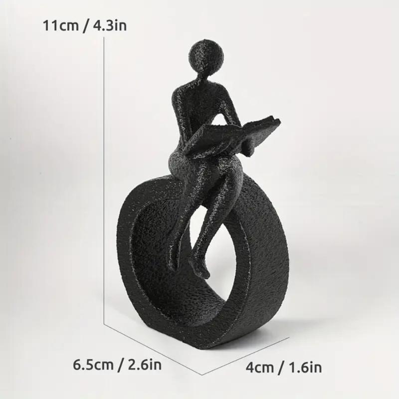 Plastic Reading Figurines Statue Modern Abstract Art Sculpture Collectibles Bookshelf Decorations for Home Office Bedroom