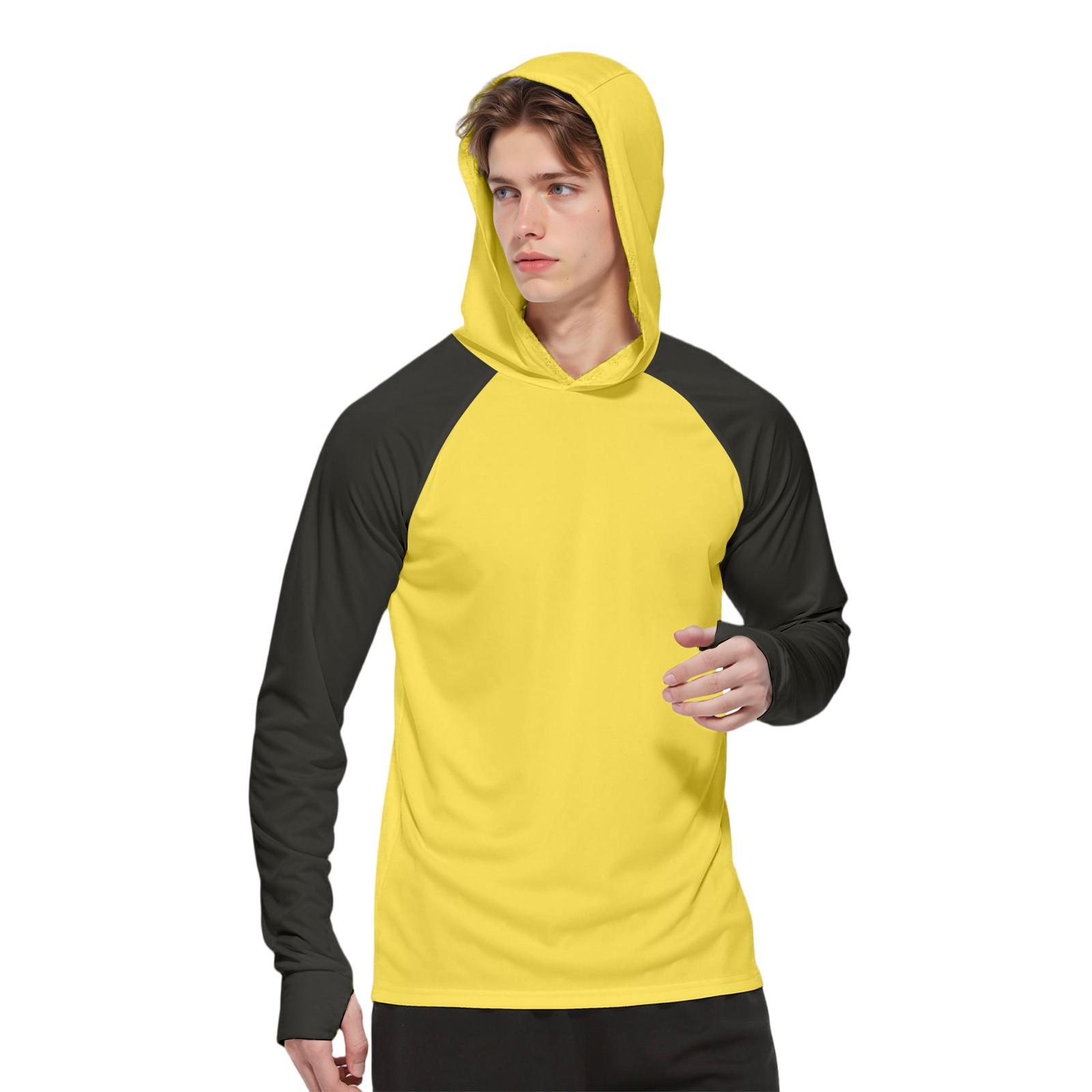 

Мужская модная рубашка с длинным рукавом с принтом и капюшоном SPF/UV XL жёлтый