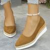 Women's Wedge Platform Shoes Comfortable Slip-On Loafers Shallow Mouth Single Shoes for Women Pointed Casual Shoes Zapatos Mujer