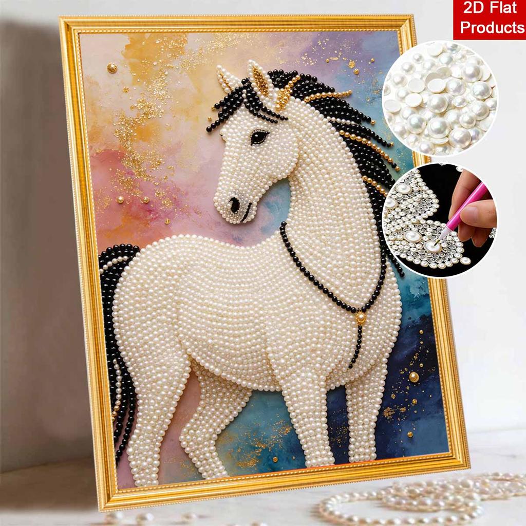 Kit Pittura Perle 3D Design Cavallo Senza Cornice DIY Bead Art Tela Artigianato Fatto a Mano per Arredo Parete Camera da Letto
