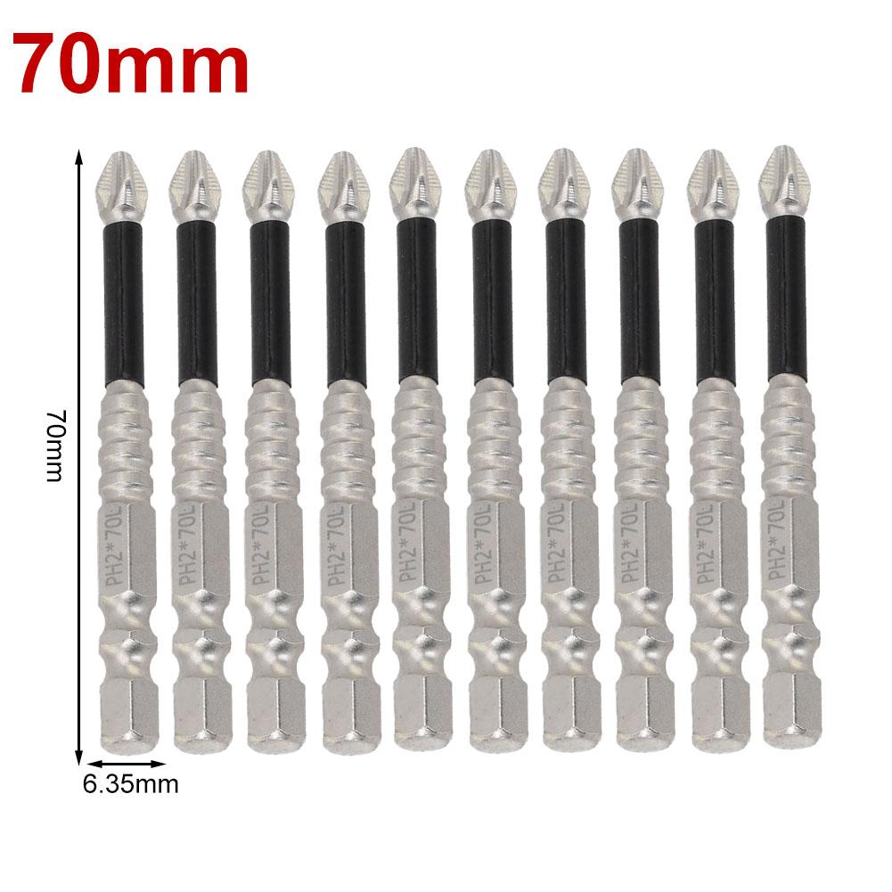 10 Stück/Satz PH2 Magnetische Kreuzschlitz-Schraubendreherbits Legierter Stahl Rutschfest Lange Bohrer Für Elektroschrauber Handbohrmaschinen