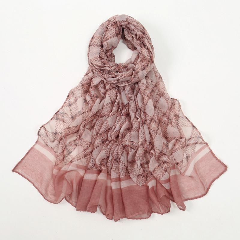 Spring and summer new light and breathable Bali yarn floral print shawl literary small fresh and elegant women's scarf