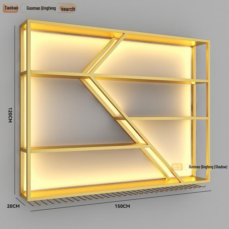 Industrial Wall-Mounted Wrought Iron Wine Rack for Bars & Restaurants - Creative Multifunctional Display Cabinet
