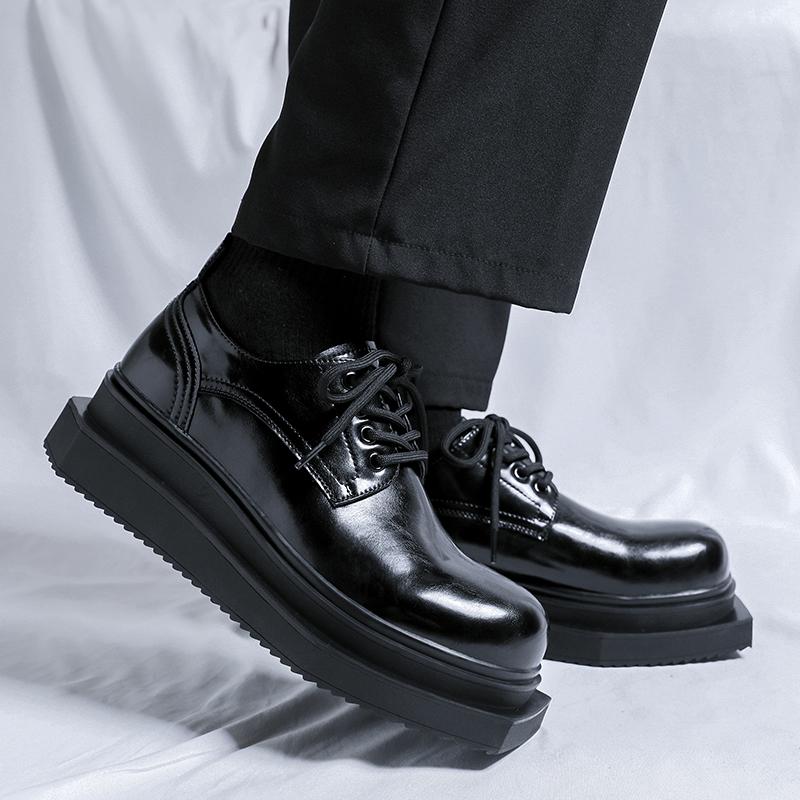 Fashion Trendy design men's style leather shoes Classic black A trend with personality man Party Leisure outdoor activity shoes