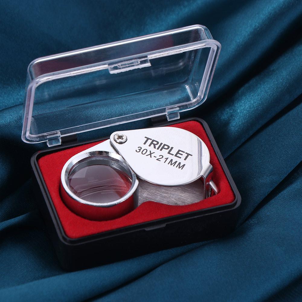 Folding Jewelry Magnifying Glass Mini Reading Magnifier Professional 10-30X Pocket Loupe Jewelers