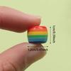 30/50/100pcs Rainbow striped European style large hole bead bucket drum resin sliding loose circular spacer beads, DIY snake chain bracelet